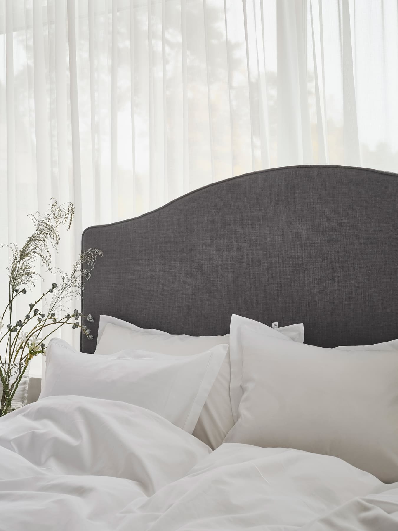 Carlita Headboard Linen Dark Grey